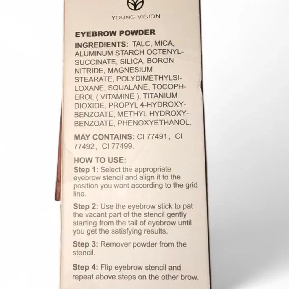 Young Vision Eyebrow Eye Brows Powder & Stencil Set Beauty Makeup Shaping